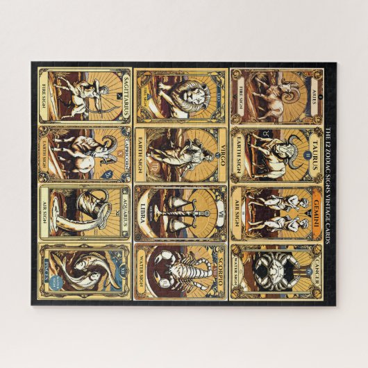 ヴィンテージ〔占星術の〕十二宮図シンボルや象徴パズル-タロットアインスパイアストロ ジグソーパズル (横)