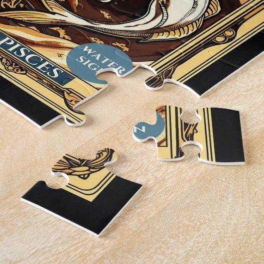 ヴィンテージ〔占星術の〕十二宮図シンボルや象徴パズル-タロットアインスパイアストロ ジグソーパズル (側面)