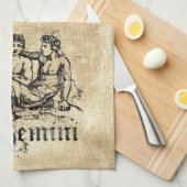 ヴィンテージ〔占星術の〕十二宮図ジェミニ キッチンタオル (四つ折り)