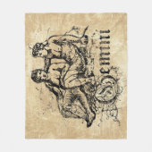 ヴィンテージ〔占星術の〕十二宮図ジェミニ フリースブランケット (正面)