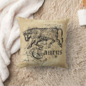 ヴィンテージ〔占星術の〕十二宮図タウラス クッション (ブランケット)