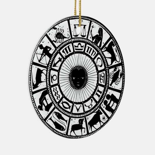 ヴィンテージ〔占星術の〕十二宮図ホイール セラミックオーナメント (右)
