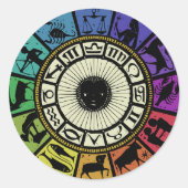 ヴィンテージ〔占星術の〕十二宮図ホイール ラウンドシール (正面)