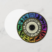 ヴィンテージ〔占星術の〕十二宮図ホイール 招待状 (正面/裏面)