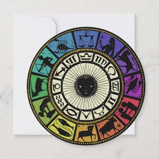 ヴィンテージ〔占星術の〕十二宮図ホイール 招待状 (正面)