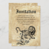 ヴィンテージ〔占星術の〕十二宮図レオ 招待状 (正面/裏面)