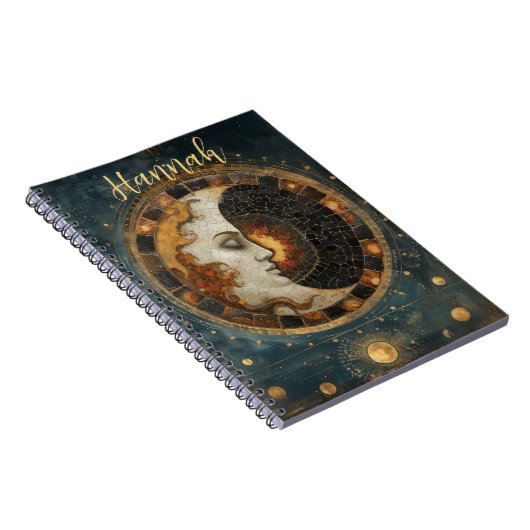 ヴィンテージ〔占星術の〕十二宮図天クレセントムーンモノグラム ノートブック (右側)