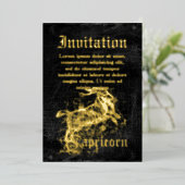 ヴィンテージ〔占星術の〕十二宮図山羊座 箔招待状 (立ち正面)