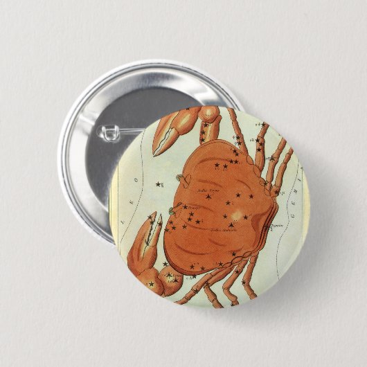 ヴィンテージ〔占星術の〕十二宮図星占いカニ星座 缶バッジ (正面&裏面)