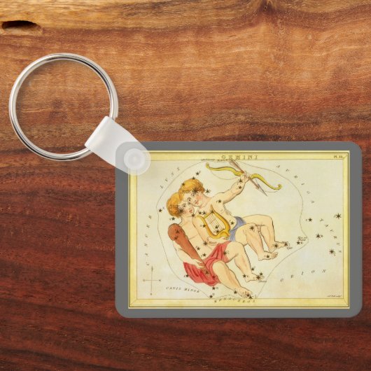 ヴィンテージ〔占星術の〕十二宮図星占いジェミニツイン星座 キーホルダー (裏面)