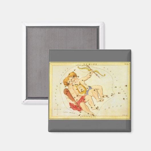 ヴィンテージ〔占星術の〕十二宮図星占いジェミニツイン星座 マグネット (正面/裏面)