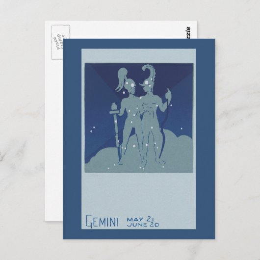 ヴィンテージ〔占星術の〕十二宮図星占い双子座 ポストカード (正面/裏面)
