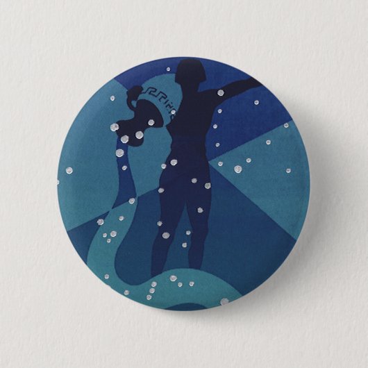 ヴィンテージ〔占星術の〕十二宮図星占い,水族星座 缶バッジ (正面)