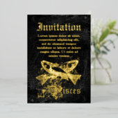 ヴィンテージ〔占星術の〕十二宮図魚座 箔招待状 (立ち正面)