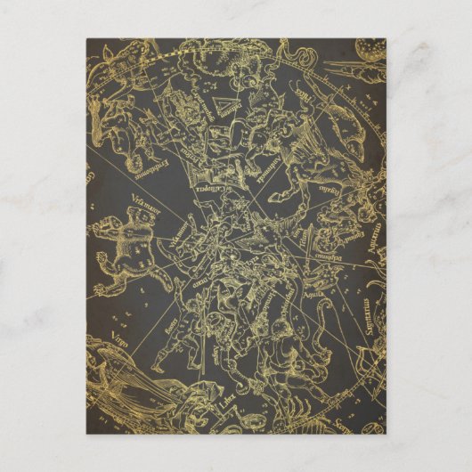 ヴィンテージ〔占星術の〕十二宮図 ポストカード (正面)