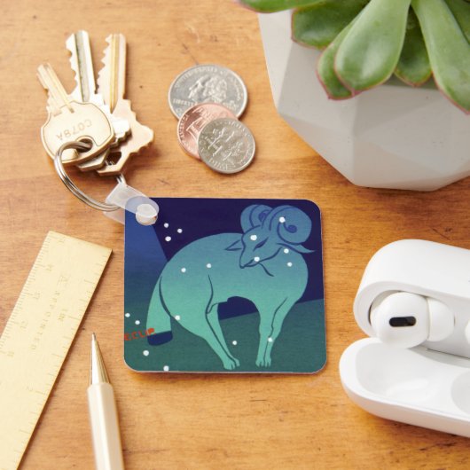 ヴィンテージ〔占星術の〕十二宮図、星占い牡羊座ラム星座 キーホルダー (デスク)