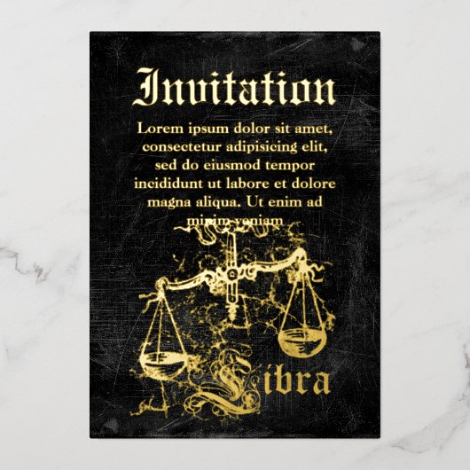 ヴィンテージ〔占星術の〕十二宮図 箔招待状 (正面)