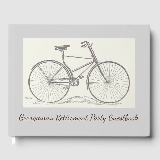 ヴィンテージ、古いファッションド自転車の描写 ゲストブック (正面)