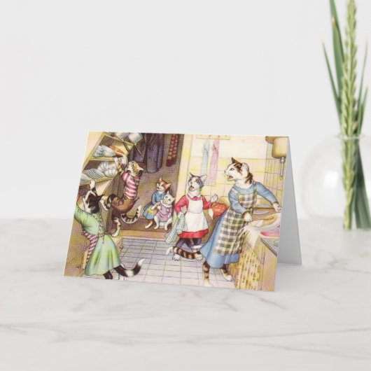 ヴィンテージ-台所の猫、 カード (正面)