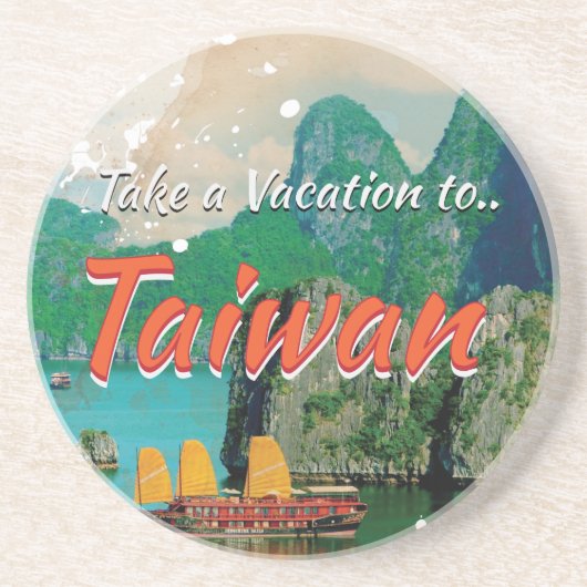 ヴィンテージ 台湾 旅行ポスター コースター (正面)