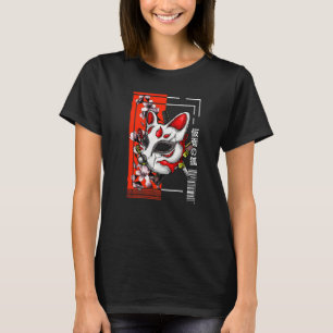 ヴィンテージ 和風 都市風俗 レトロ お面 キツネ 鬼 Tシャツ