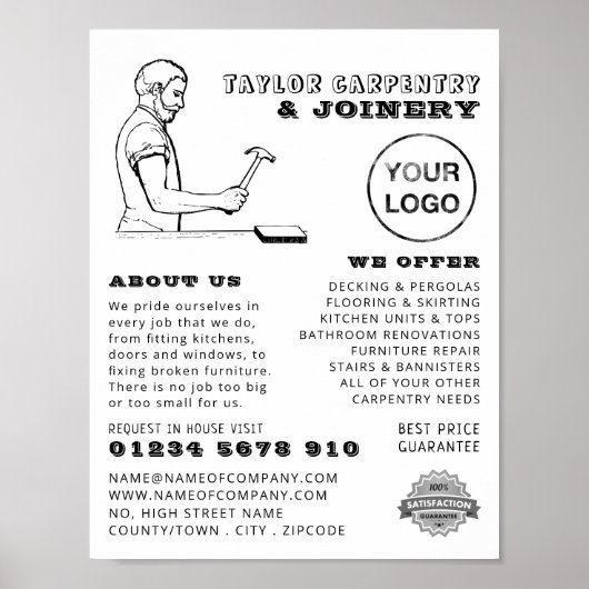 ヴィンテージ、大工、大工広告の ポスター (正面)