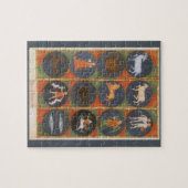 ヴィンテージ 天体図、占星術の十二星座チャート、1475 ジグソーパズル (横)