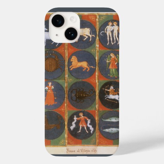 ヴィンテージ 天体図、占星術の十二星座チャート、1475 Case-Mate iPhoneケース (裏面)
