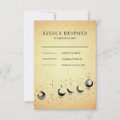 ヴィンテージ 天体 三日月 月相 ウェディング 出欠カード (正面)