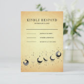 ヴィンテージ 天体 三日月 月相 ウェディング 出欠カード (スタンド正面)