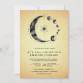 ヴィンテージ 天体 三日月 相 結婚式 招待状 (正面)