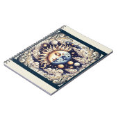 ヴィンテージ 天体 半分太陽と月 青黄色 ノートブック (左側)