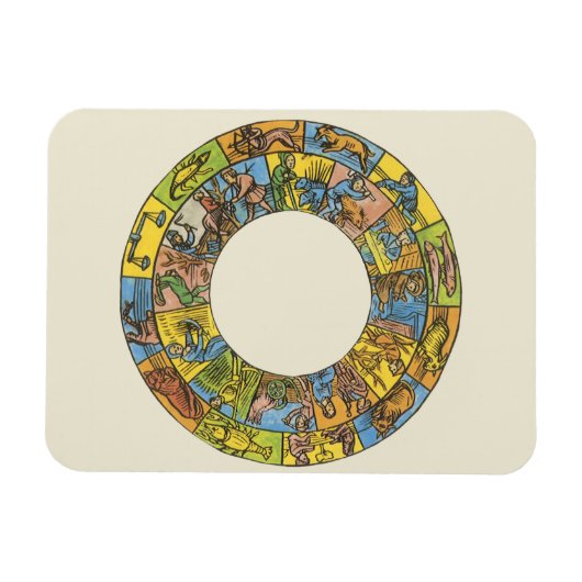 ヴィンテージ 天体、占星術の十二星座輪 マグネット (横)