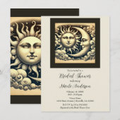 ヴィンテージ 天体 太陽と月 ブライダルシャワー 招待状 (正面/裏面)