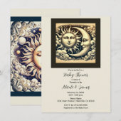 ヴィンテージ 天体 太陽と月 ベビーシャワー 招待状 (正面/裏面)