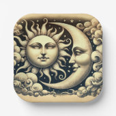 ヴィンテージ 天体 太陽と月 ペーパープレート (正面)