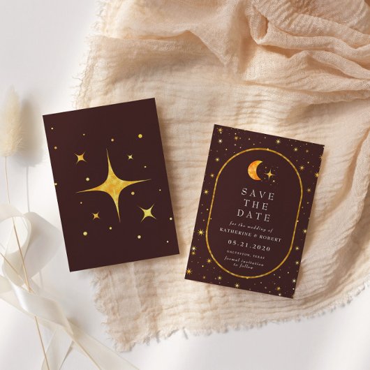 ヴィンテージ 天体 月 星 Save The Date 招待状