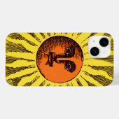 ヴィンテージ 天空の黄色 笑顔の幸せなヒッピーの太陽 Case-Mate iPhoneケース (裏面 (横))