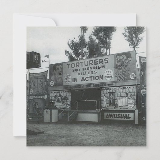 ヴィンテージ"奇妙なアトラクション"フラットノートカード (正面)