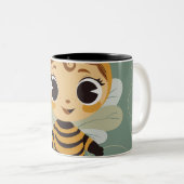 ヴィンテージ 奇想天外な蜂の子供 キャラクター 陶器のコーヒー ツートーンマグカップ (正面右)