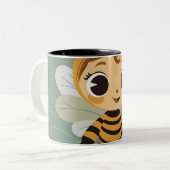 ヴィンテージ 奇想天外な蜂の子供 キャラクター 陶器のコーヒー ツートーンマグカップ (正面左)