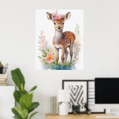 ヴィンテージ 女の子 鹿 2 ポスター (ホームオフィス)