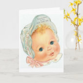 ヴィンテージ – 女の赤ちゃんおめでとう。 カード (黄色い花)