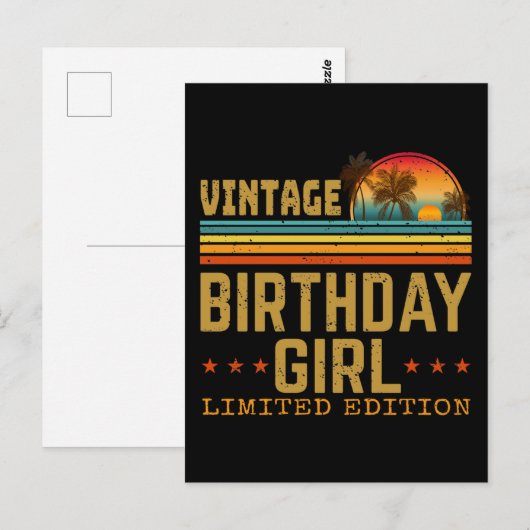 ヴィンテージ 女子 誕生日 限定 ポストカード (正面/裏面)