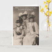 ヴィンテージ – 女性がお互いを支え合う カード (黄色い花)