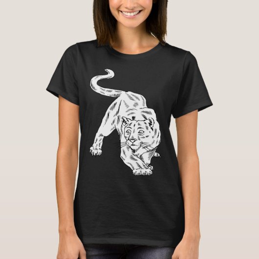 ヴィンテージ 女性 ライオン 動物 猫 Tシャツ (正面)