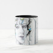 ヴィンテージ 女性 鳥と樺の木のアートマグ マグカップ (中央)