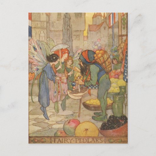 ヴィンテージ – 妖精の市場で ポストカード (正面)