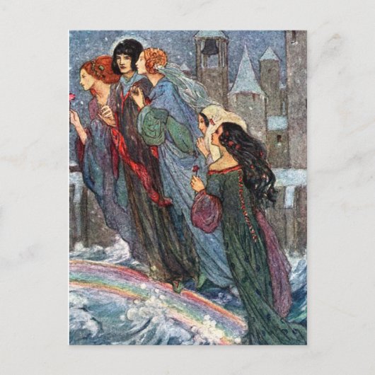 ヴィンテージ - 姉妹たちと一緒に橋を渡ろう ポストカード (正面)
