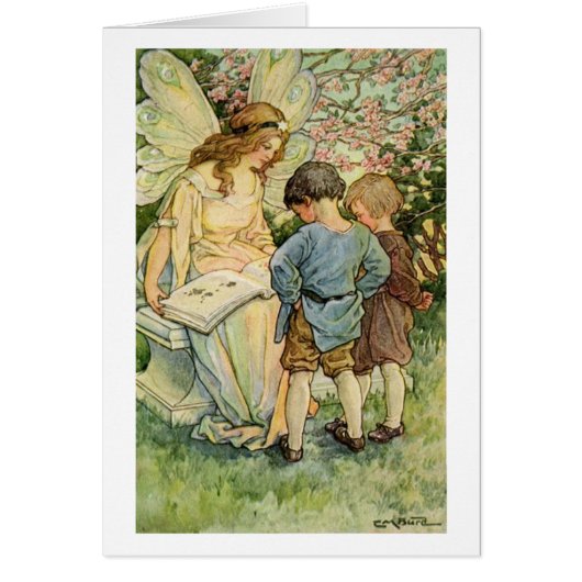 ヴィンテージ-子供が付いている妖精の読書、 (正面)